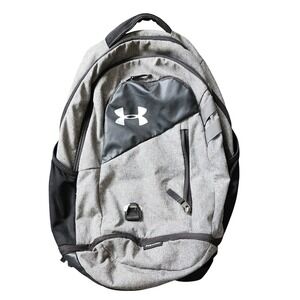 Under Armour Hustle Backpack Gray Black UA Water Resistant Laptop‎ Compartment